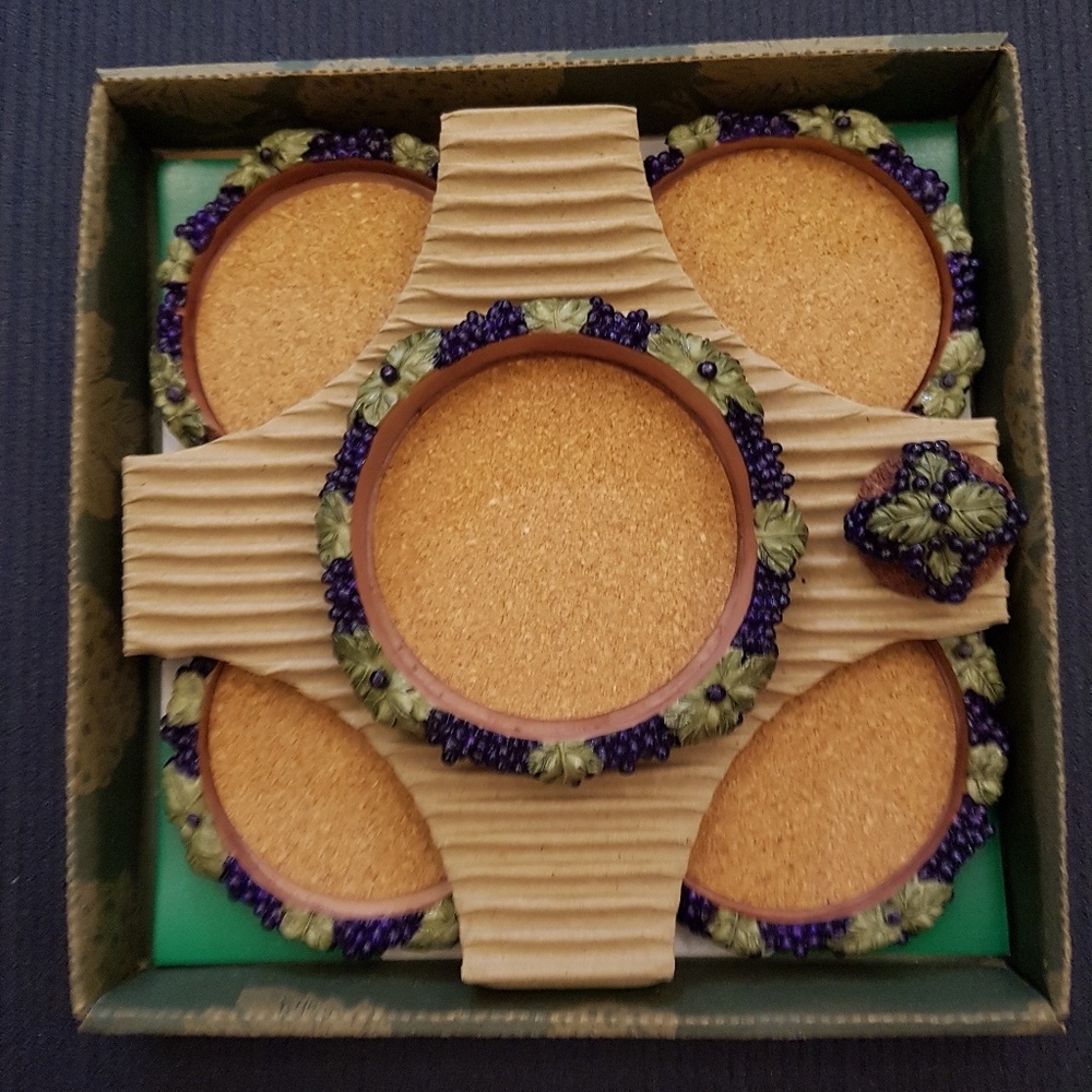 Wine Bottle Glass Coaster Set
